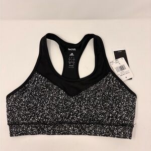 Adidas Women's Black and White Speckled Sports Bra NWT